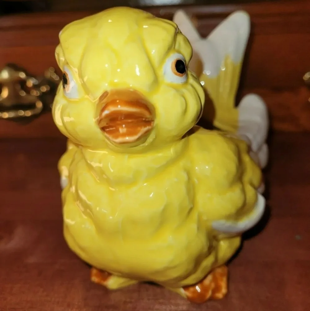 ARDCO Yellow Duck Ducky Chick or Chicken Ceramic Planter Pot or Vase VTG 1950's - Picture 2 of 10
